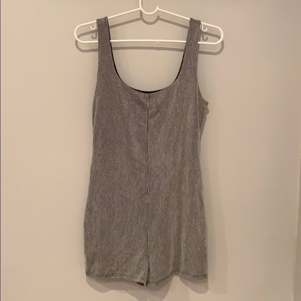 NAKED WARDROBE Striped Black and White Romper